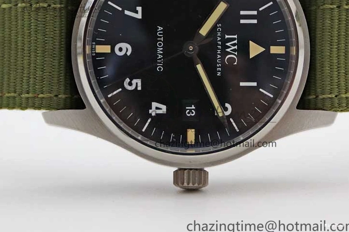 MIROTIME 0126 FastDry Mark XVIII “TRIBUTE TO MARK XI” IW327007 M+F 1:1 Best Edition Black Dial on Green Nylon Strap A 7050